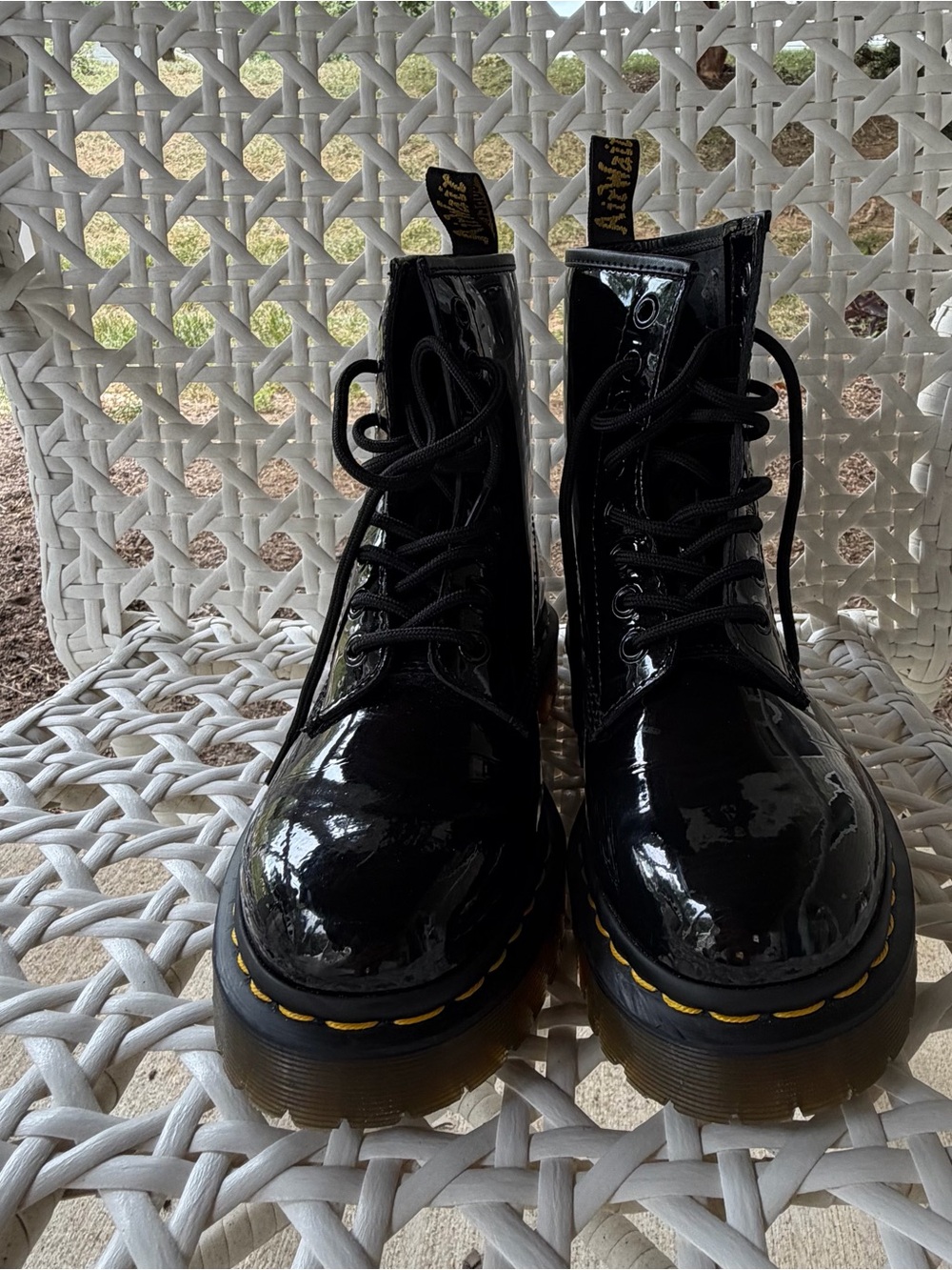 Dr. Martens Patent Leather Platform Boot - Black